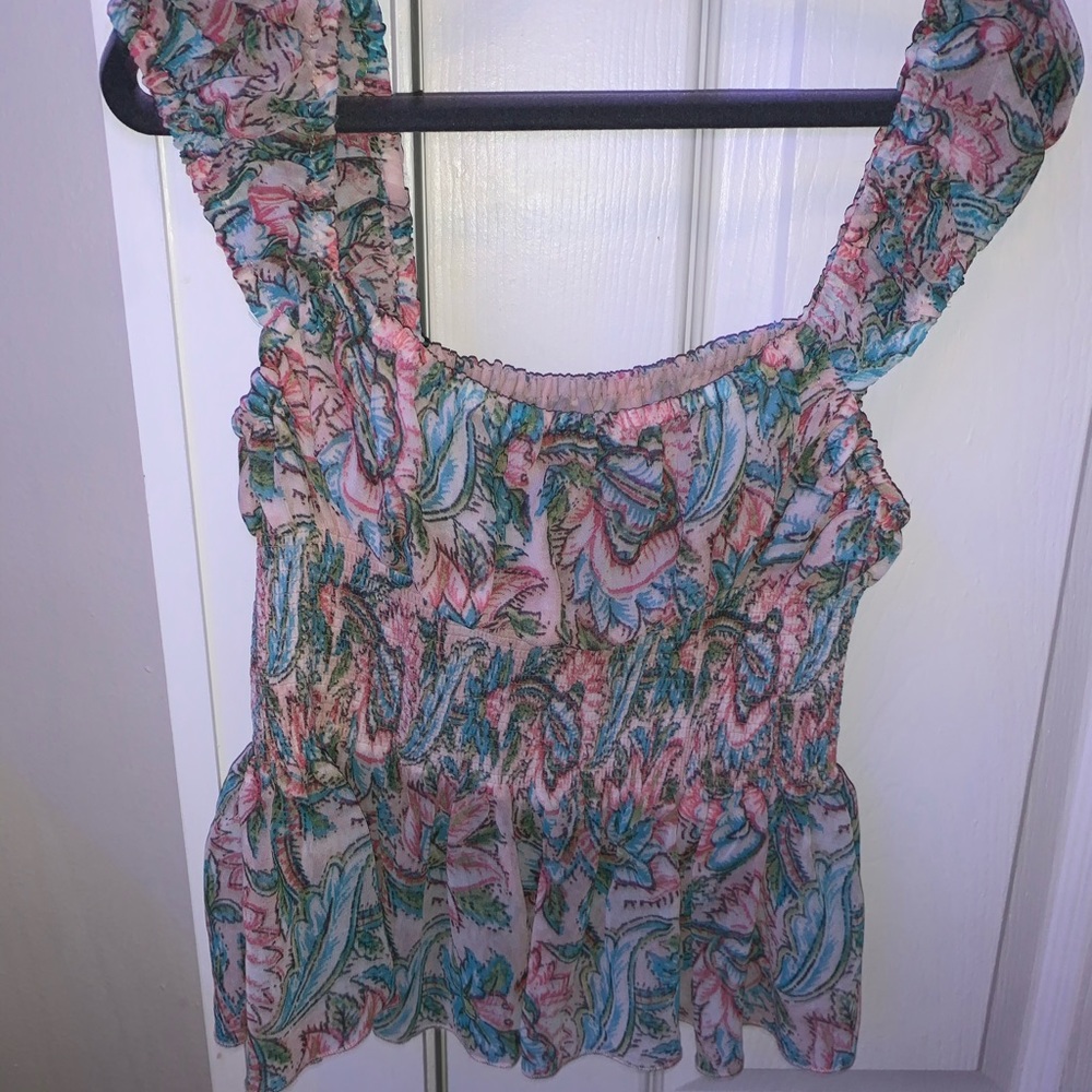 Urban outfitters floral smocked tank top